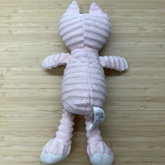 Chick Pea Pink Textured FOX Plush Baby Lovey Stuffed Animal Toy Floral Headband - Picture 3 of 4